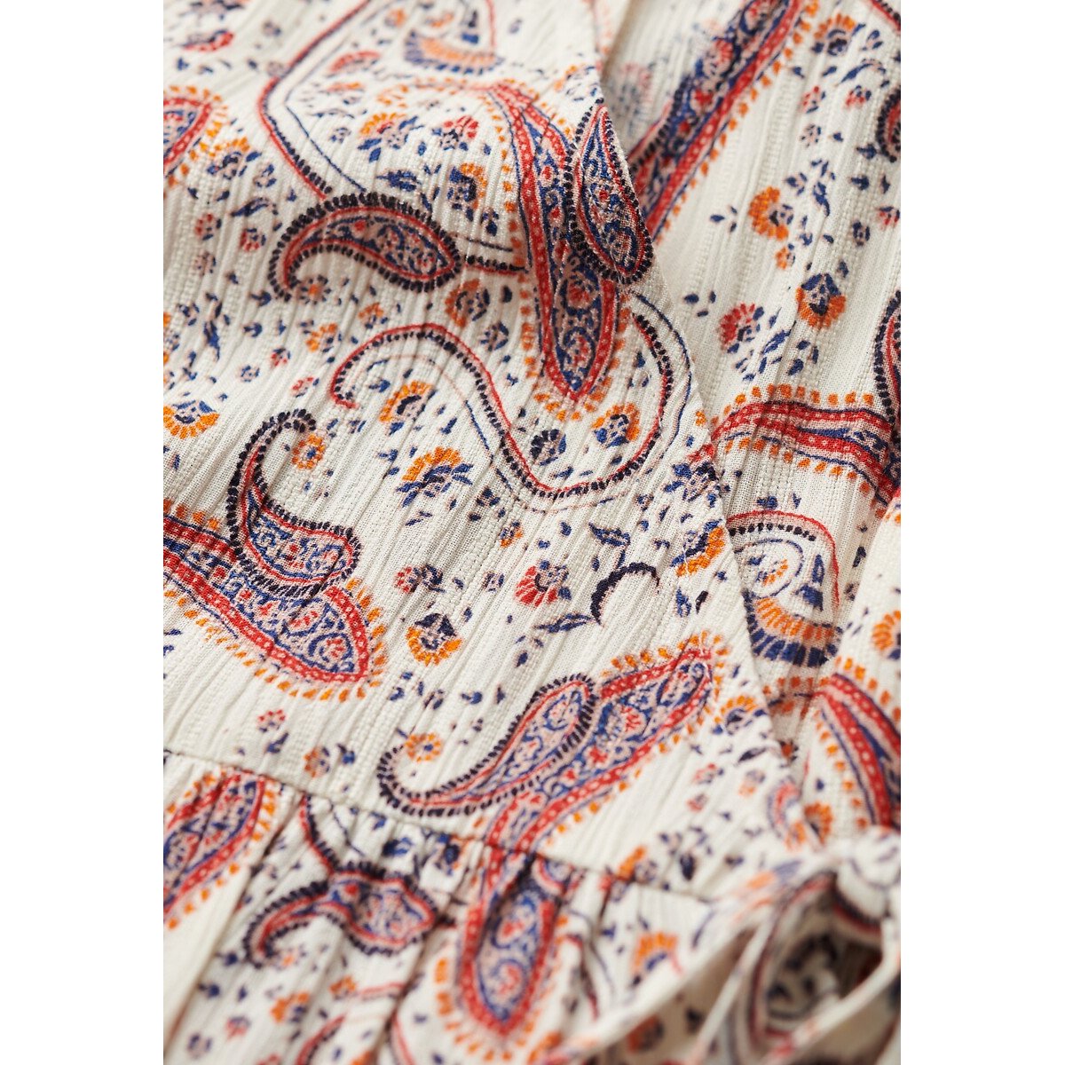 Robe portefeuille courte imprimée à manches courte imprimé cachemire, SUPERDRY