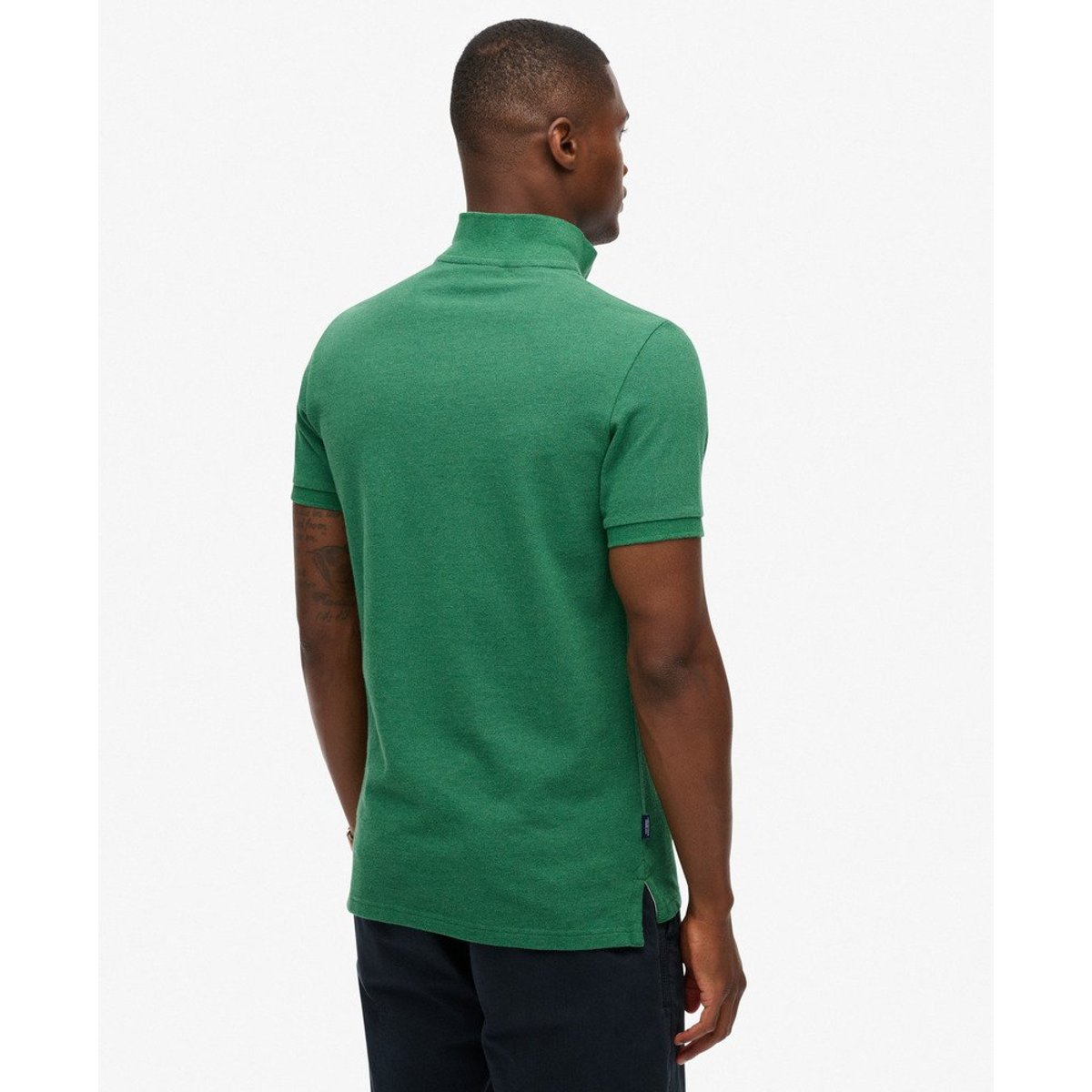 Polo Poolside vert champ chiné, SUPERDRY