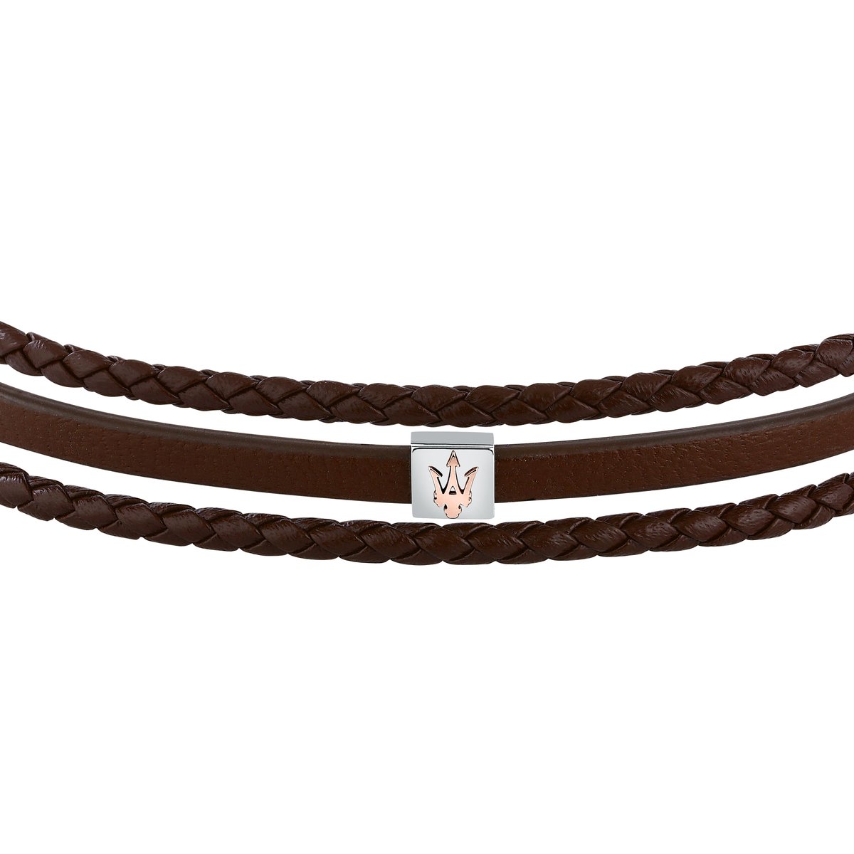Bracelet RECYCLED LEATHER brown,rose gold,stainless steel, MASERATI