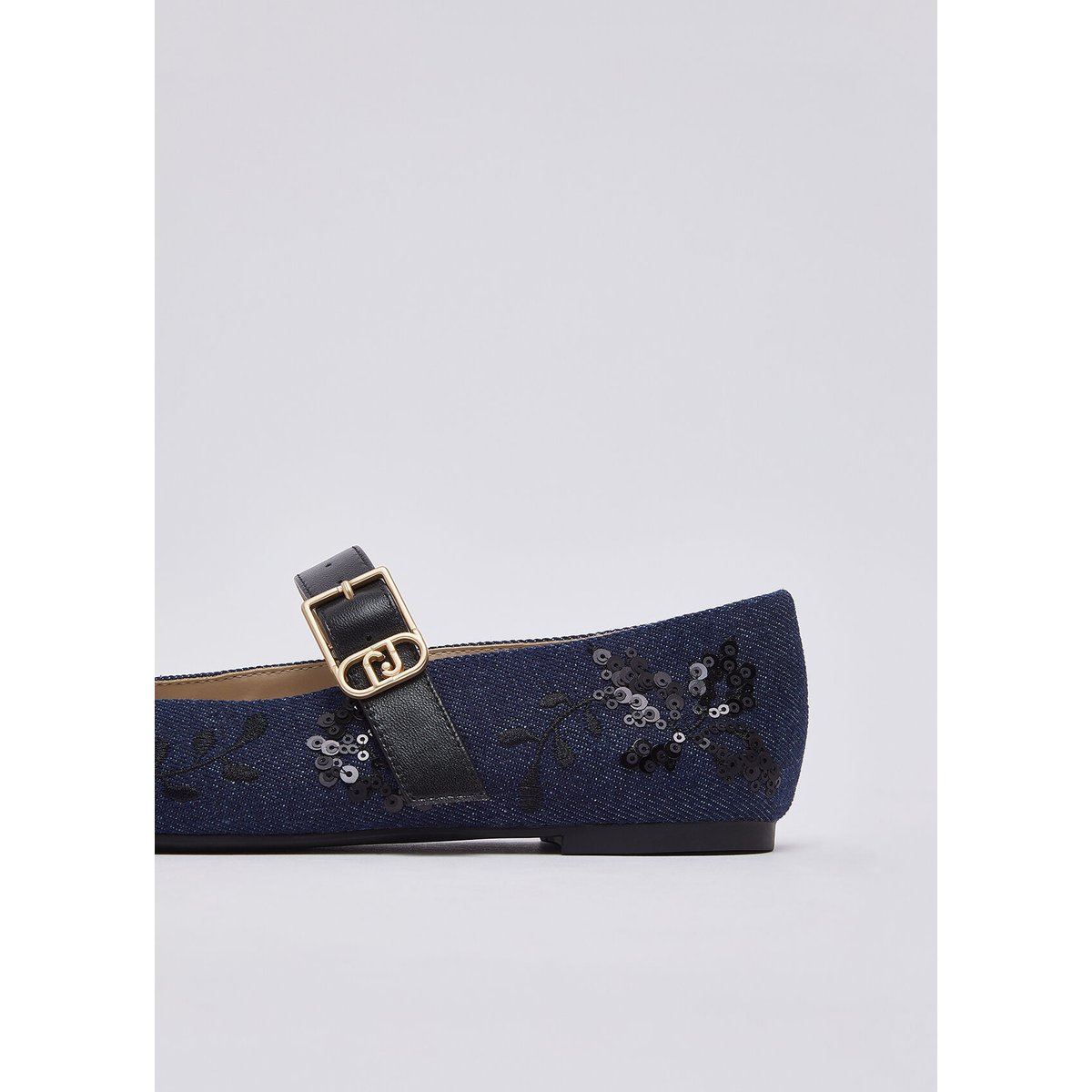 Ballerines en denim avec broderies denim foncé, LIU JO