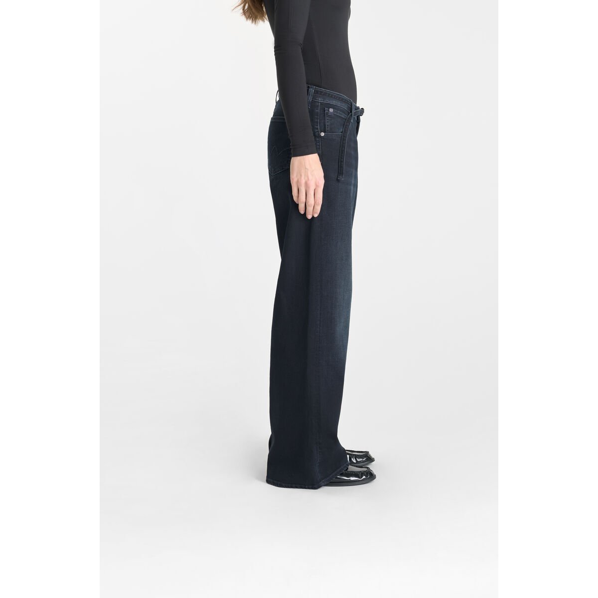 Jeans flare wide leg , longueur 34 blue / black, LE TEMPS DES CERISES