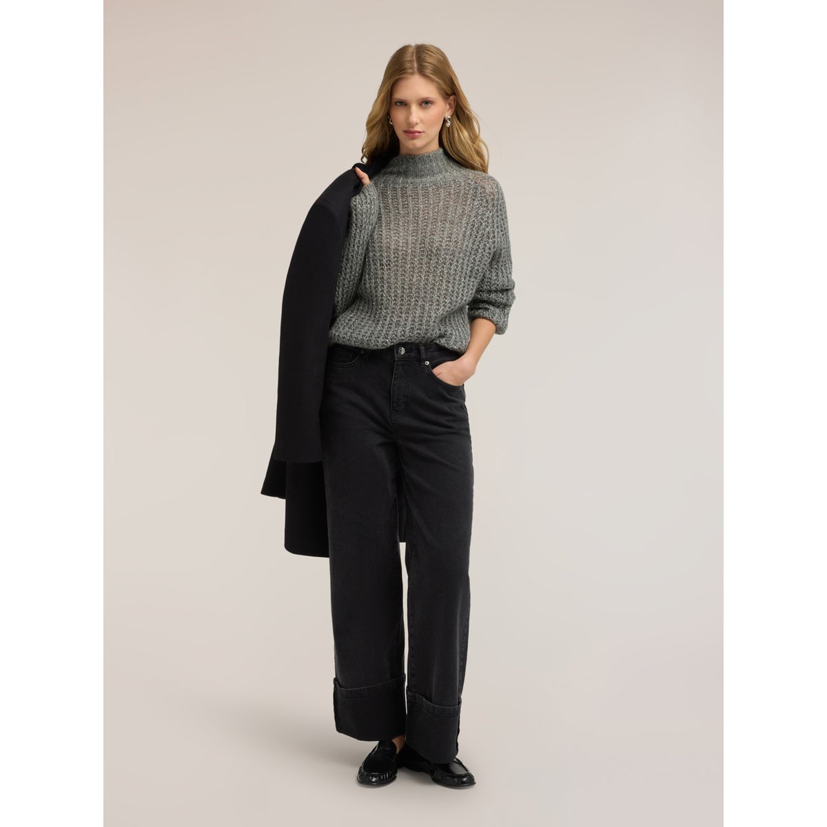 Pull à col roulé avec paillettes gris, MOTIVI