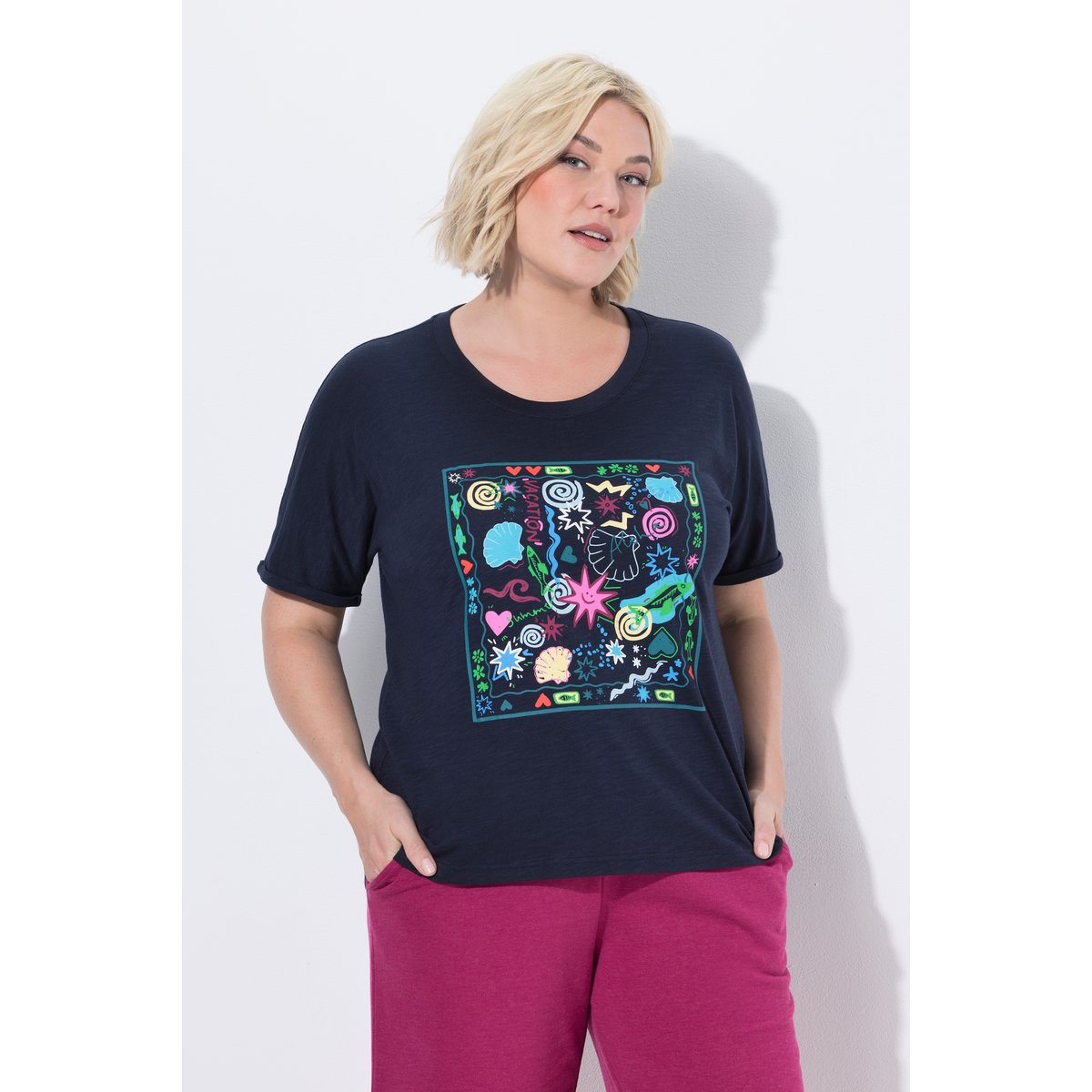 T-shirt oversize avec imprimé marine, ULLA POPKEN