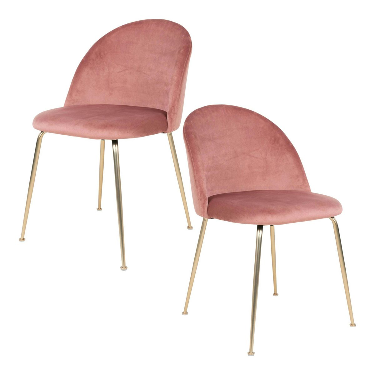 Chaise velours à dossier rond (lot de 2) MONTREUX rose, PIER IMPORT