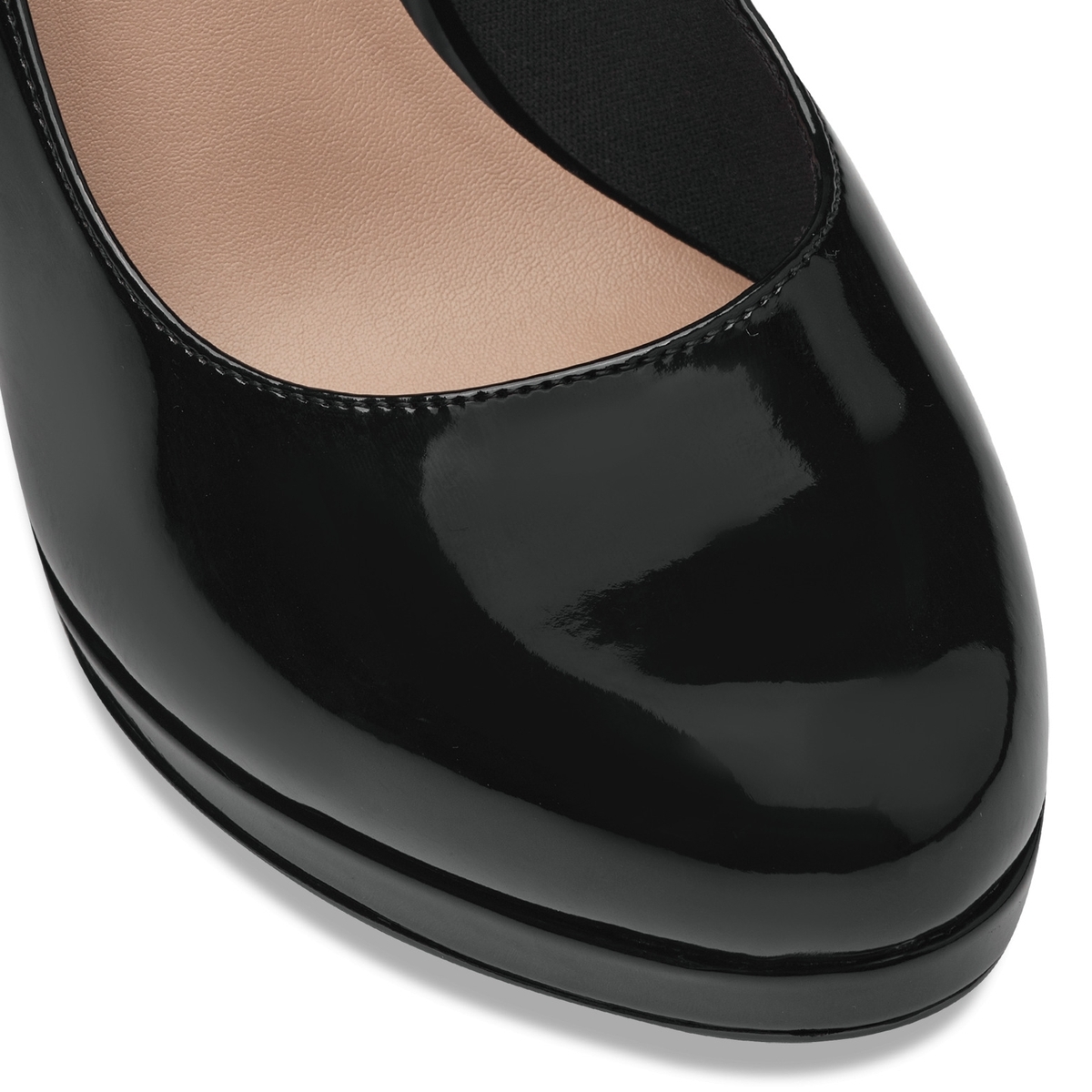 Escarpin talon bloc noir laque, TAMARIS