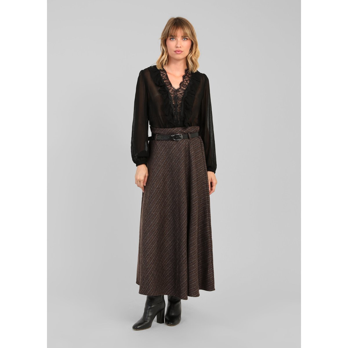 Jupe Midi JOSELINA marron, AN'GE