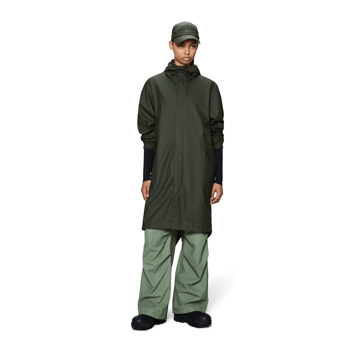 Parka imperméable à capuche unisexe, FISHTAIL kaki, RAINS