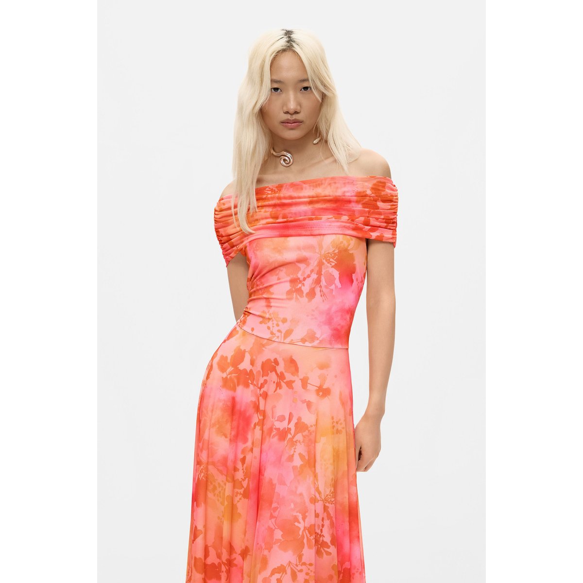 Robe longue en mesh rose, DESIGUAL