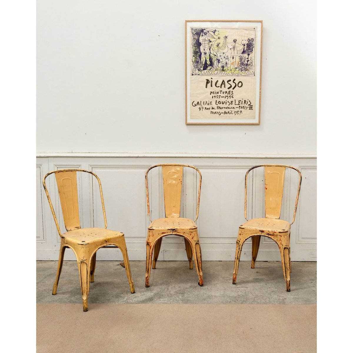 Lot de 3 chaises Tolix orange pastel Alma N°1698 - Bon état orange, DEBONGOUT