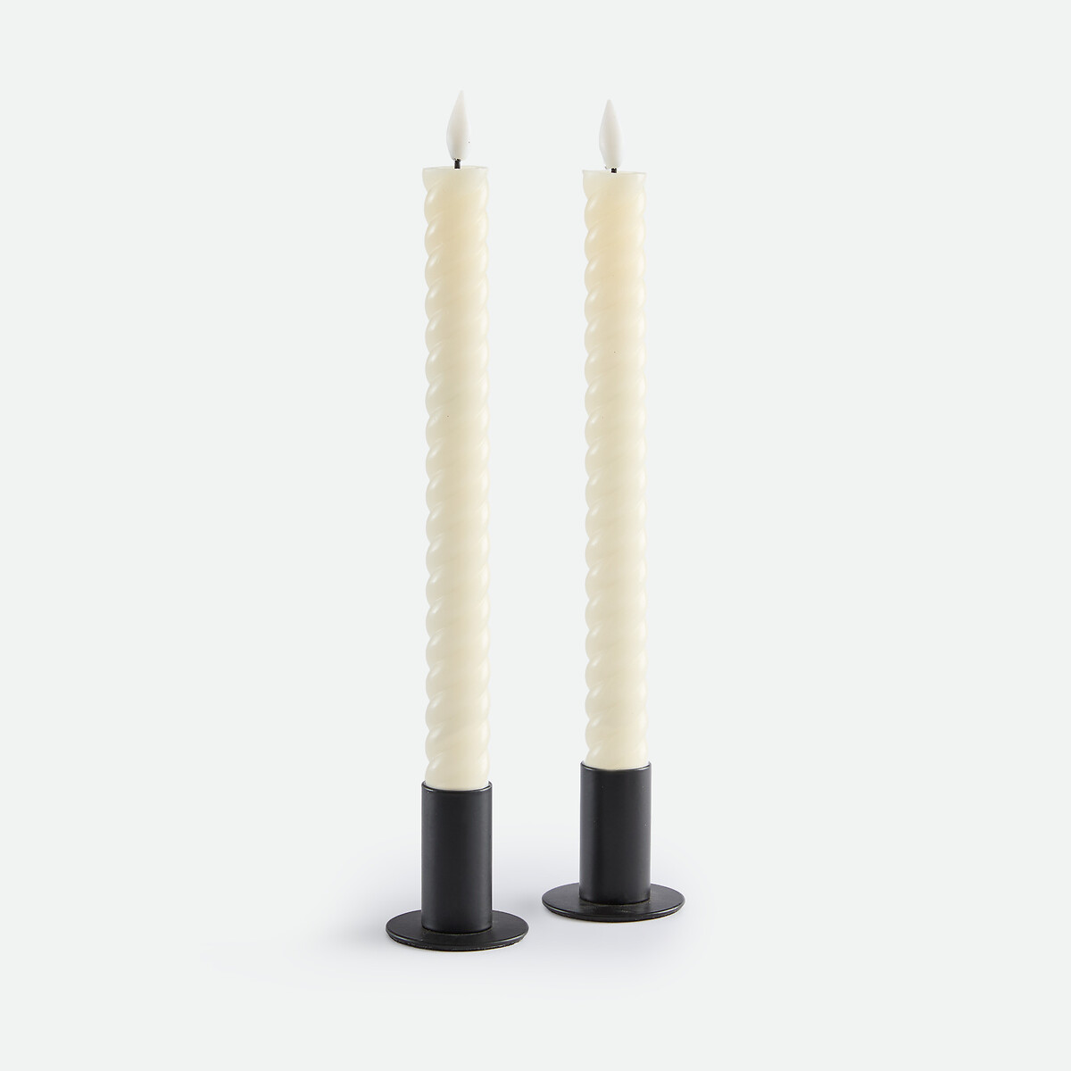 Lot de 2 bougies LED torsadées en cire, hauteur 24,5 cm, CASPAR ecru, LA REDOUTE INTERIEURS