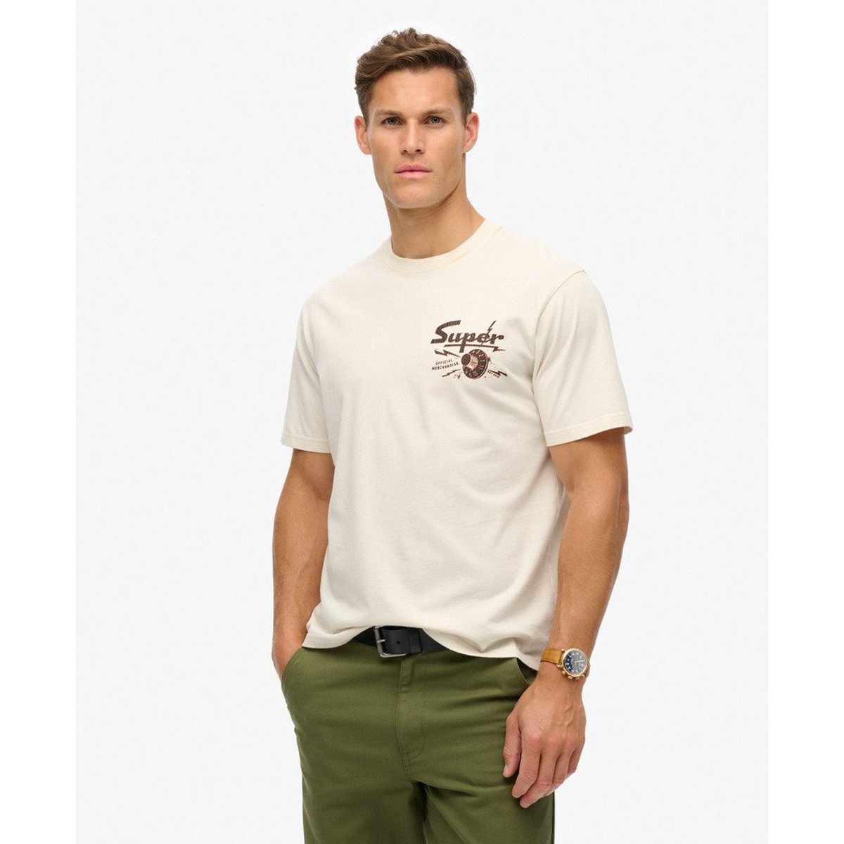 T-shirt ample à motif Lo-fi Punk crème, SUPERDRY