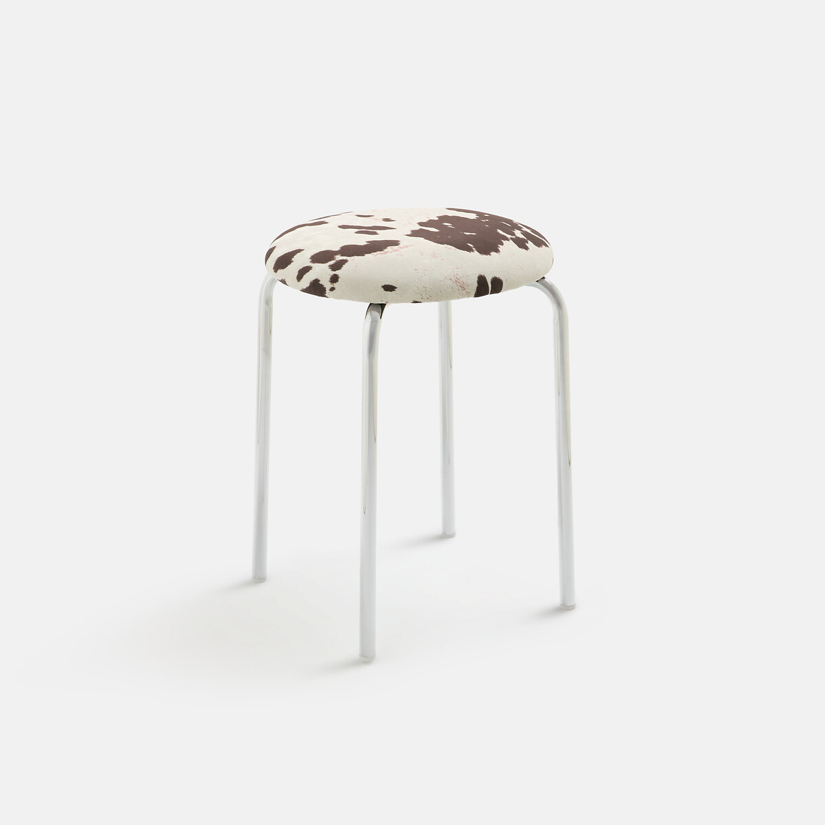 Tabouret, en chrome et tissu velours imprimé vache, AVINO imprimé vache, LA REDOUTE INTERIEURS
