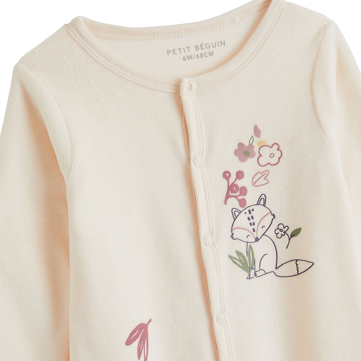 Pyjama bébé en velours Elisa rose, PETIT BEGUIN