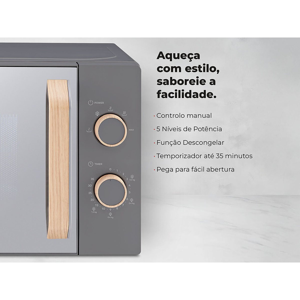 Micro-Ondas 20L, FLAMA cinzento, FLAMA