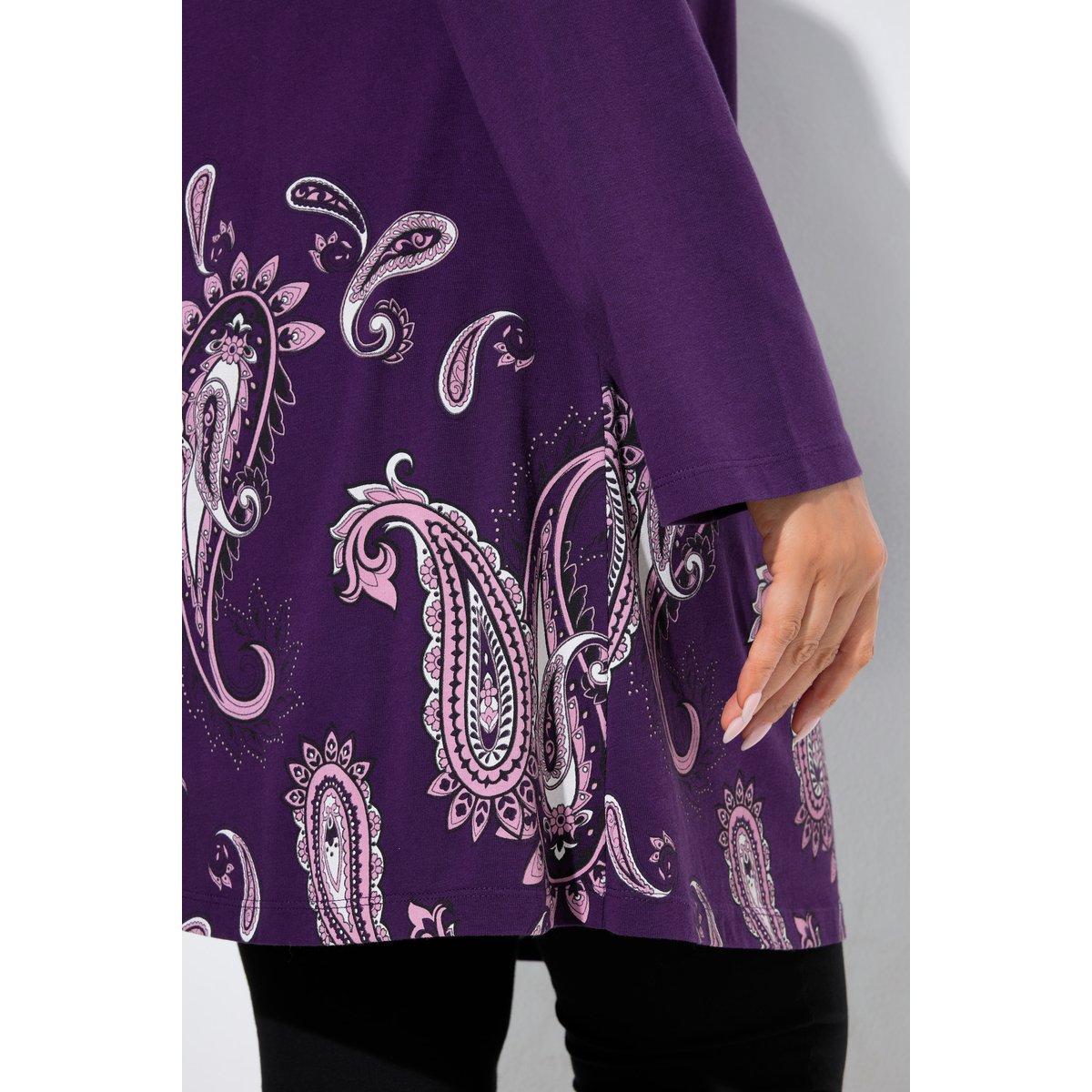 T-shirt long motif cachemire groseilles noires, ULLA POPKEN