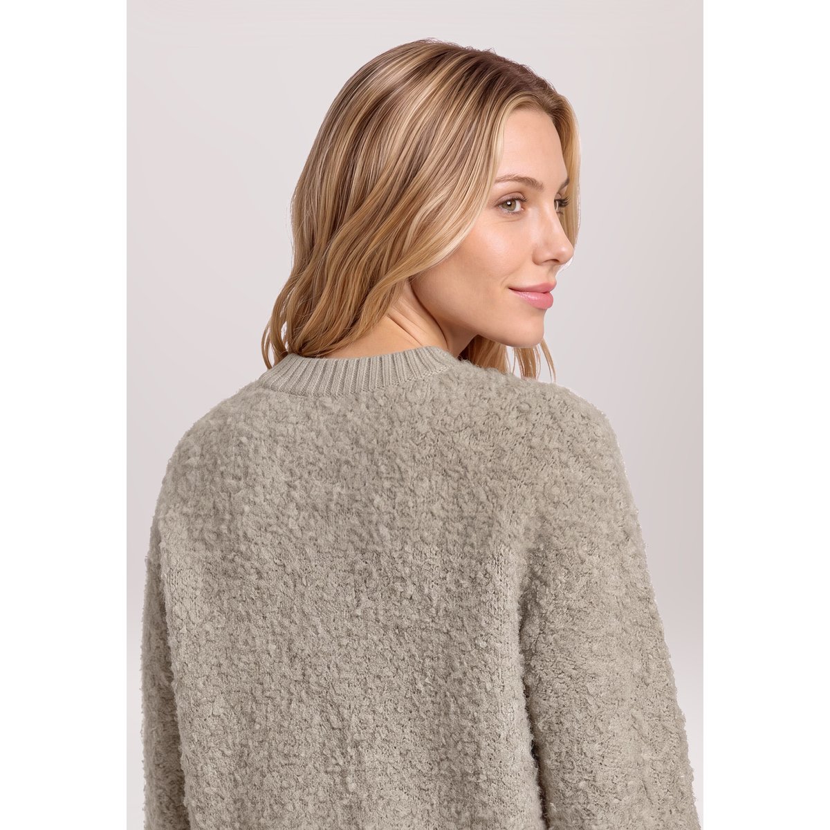 Pull-over en maille à bordures côtelées taupe melange, BETTY & CO
