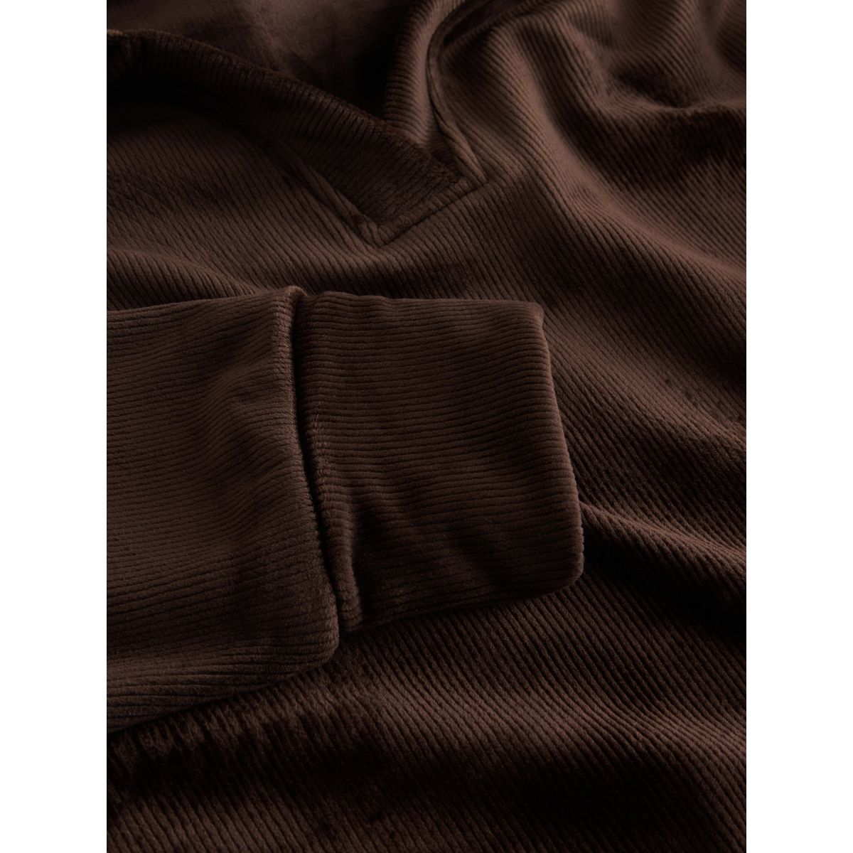 Sweat à capuche manches longues en velours marron chocolat, NEXT
