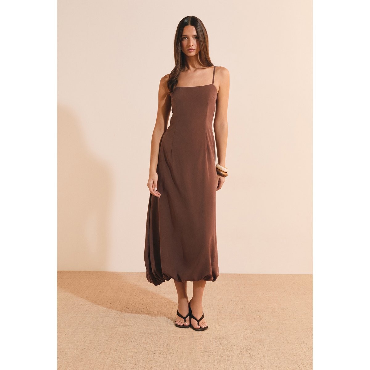 Robe longue boule PAMMY chocolat, ETAM
