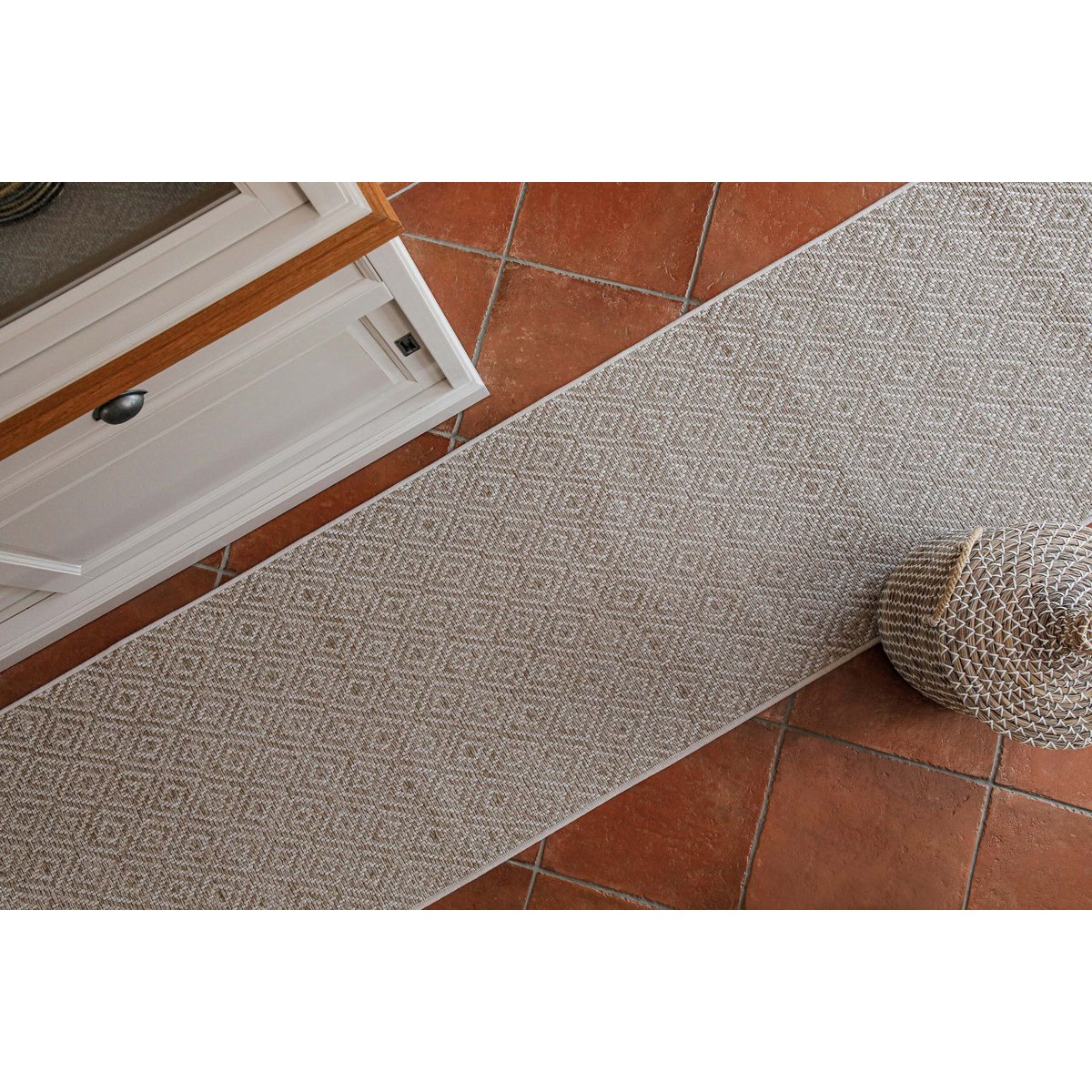 Tapis intérieur extérieur, losanges ,  Miami Beach beige crème, WECON HOME