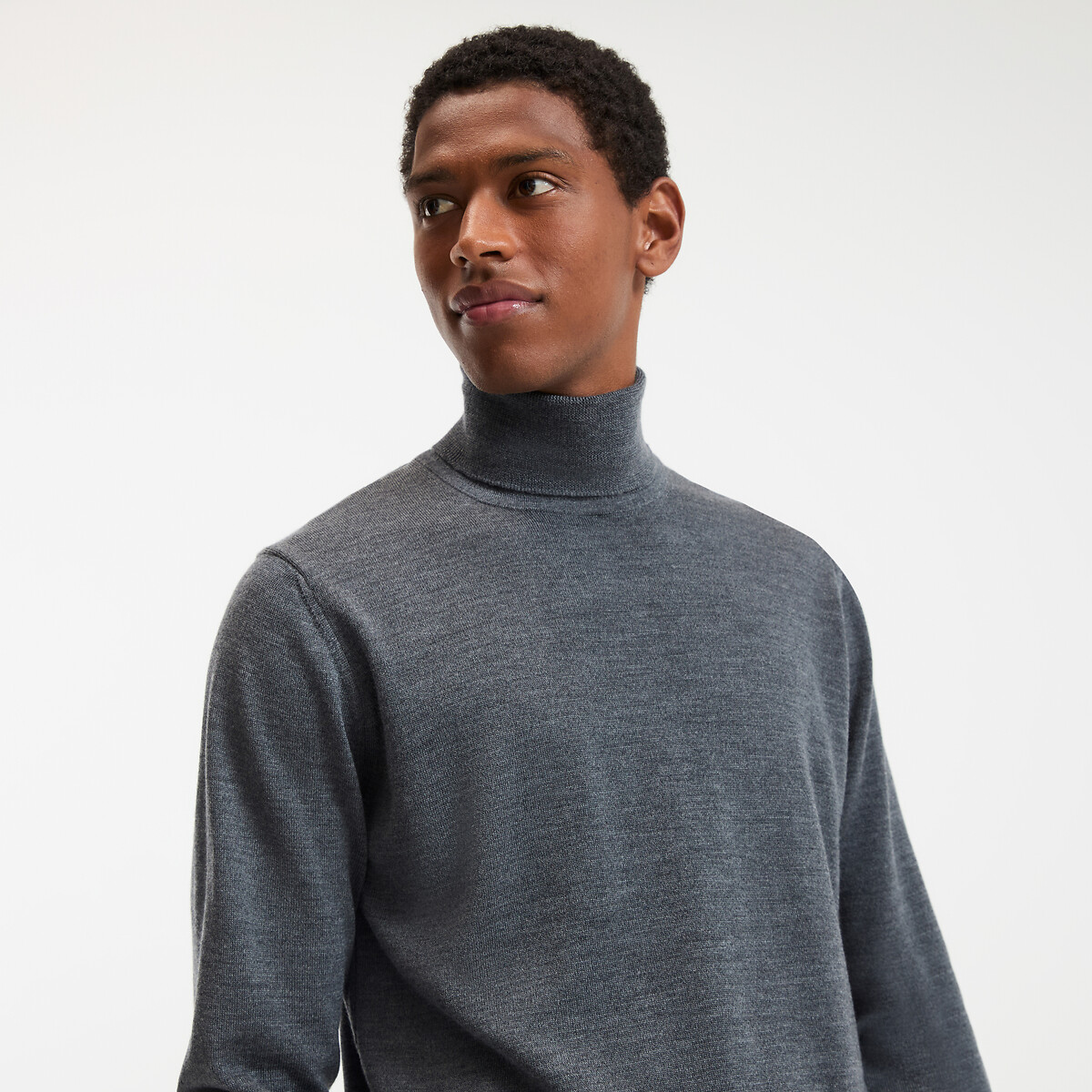 Pull col roulé mérinos, made in Europe gris chiné, LA REDOUTE COLLECTIONS