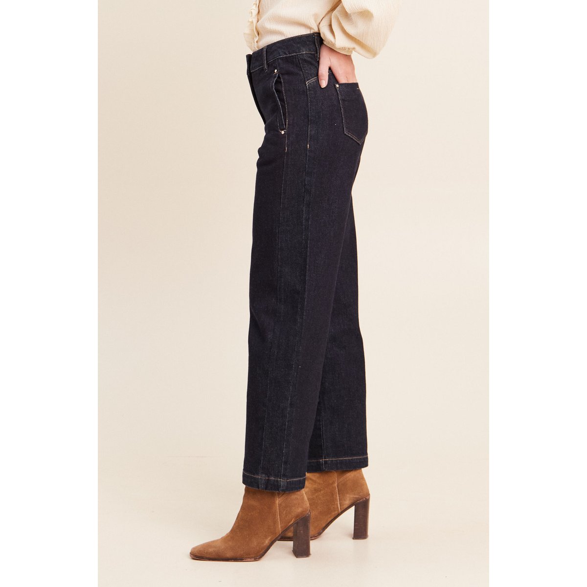 Jean droit taille haute 7/8ème denim brut, BREAL