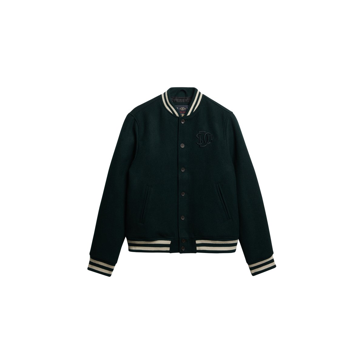 Bomber Varsity Monogram en Laine Mélangée laine verte, SUPERDRY