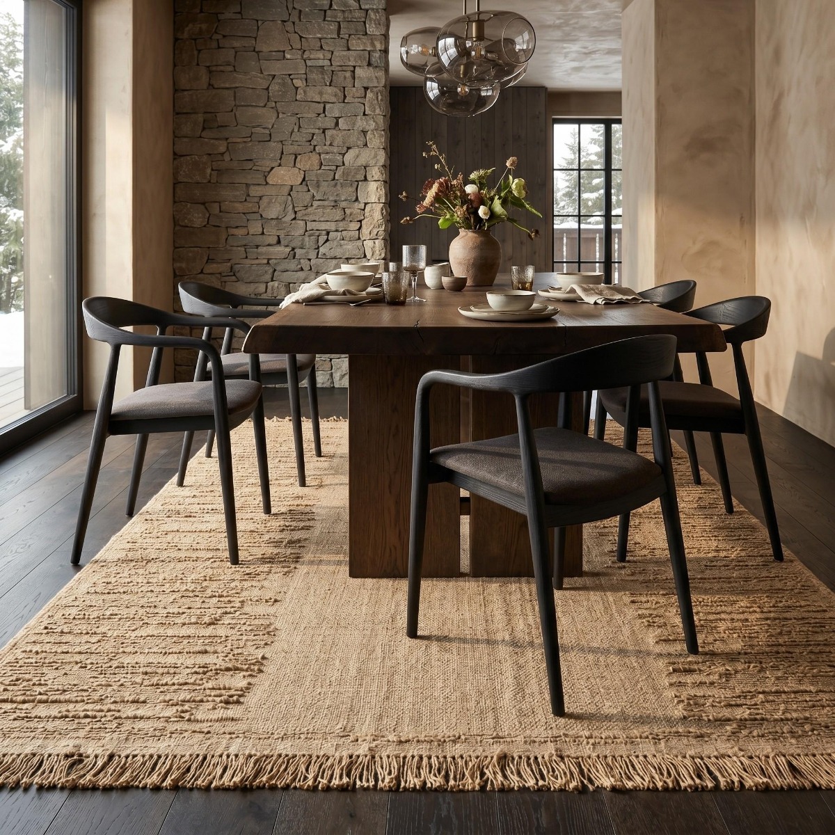 Tapis en jute artisanal reliefs JUTE NATUREL - style bohème beige, THE DECO FACTORY
