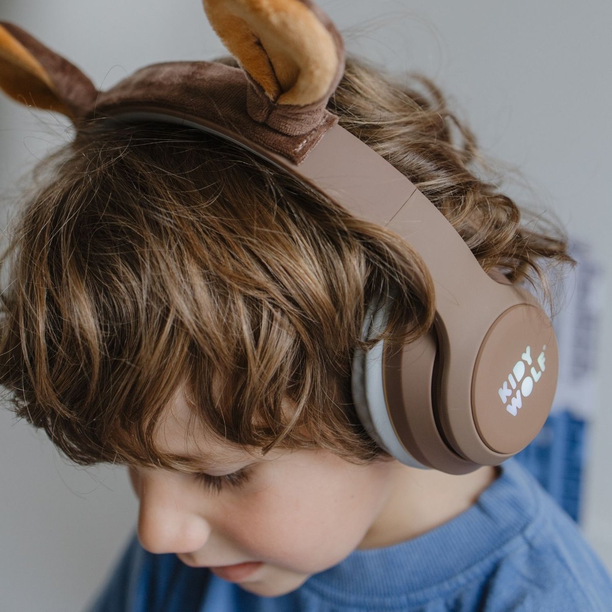 Casque Audio marron, beige, KIDYWOLF