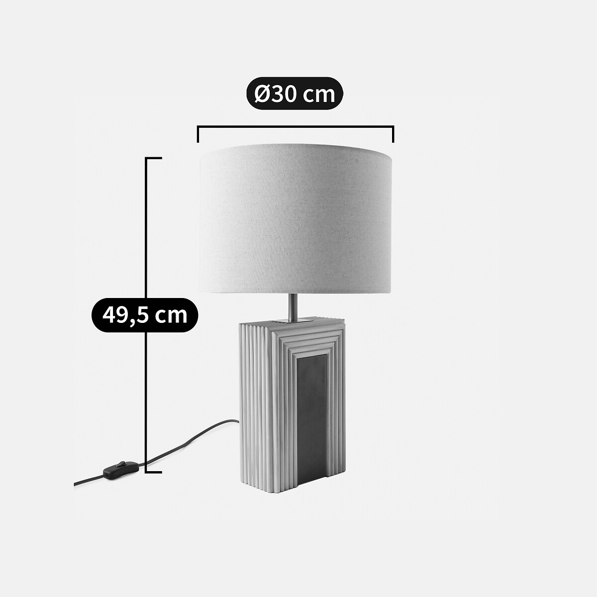 Lampe à poser en rotin et céramique, abat-jour en lin, CÉRABI naturel/terre de sienne, LA REDOUTE INTERIEURS