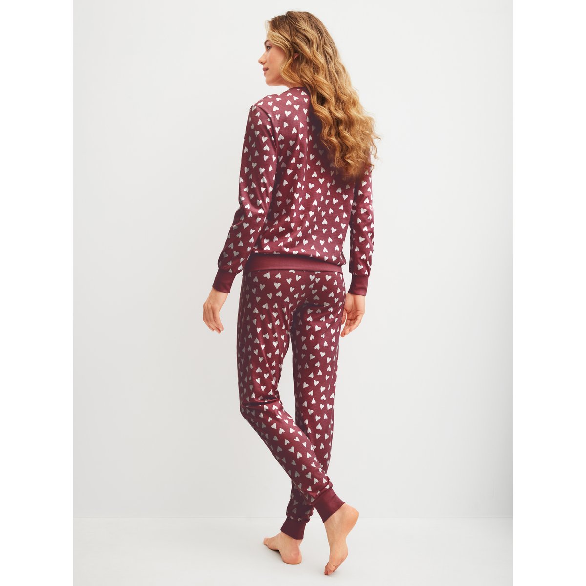 Pyjama avec bords élastiques manches longues Coton COTTON SPECIAL rouge mars, CALIDA