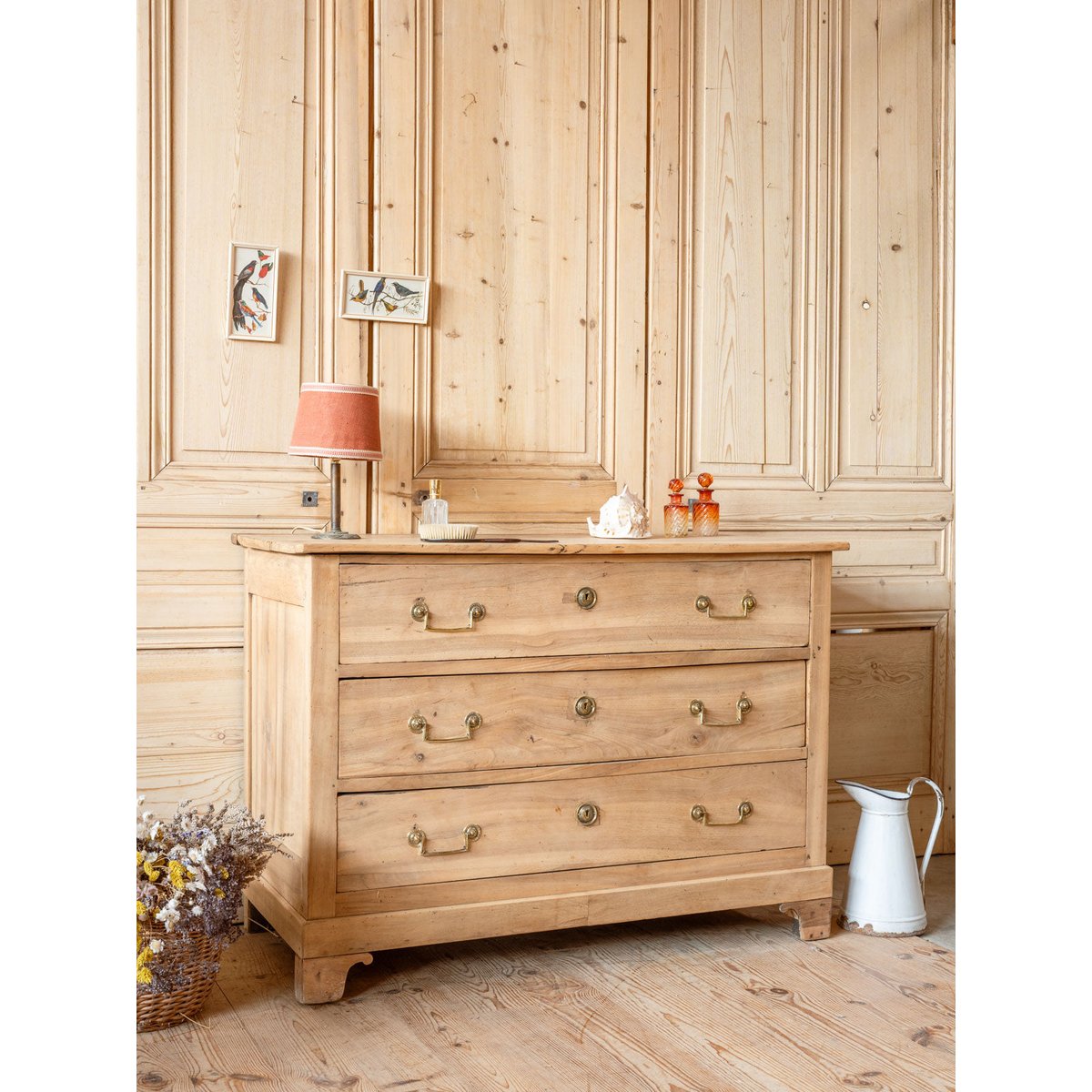 Commode en noyer Garance N°705 - Bon état bois clair, DEBONGOUT