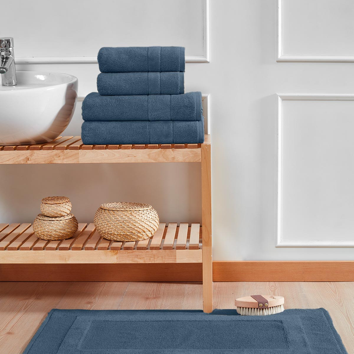 Ensemble de bain 4 pièces 650 g/m² CALIFORNIA denim, SENSEI MAISON