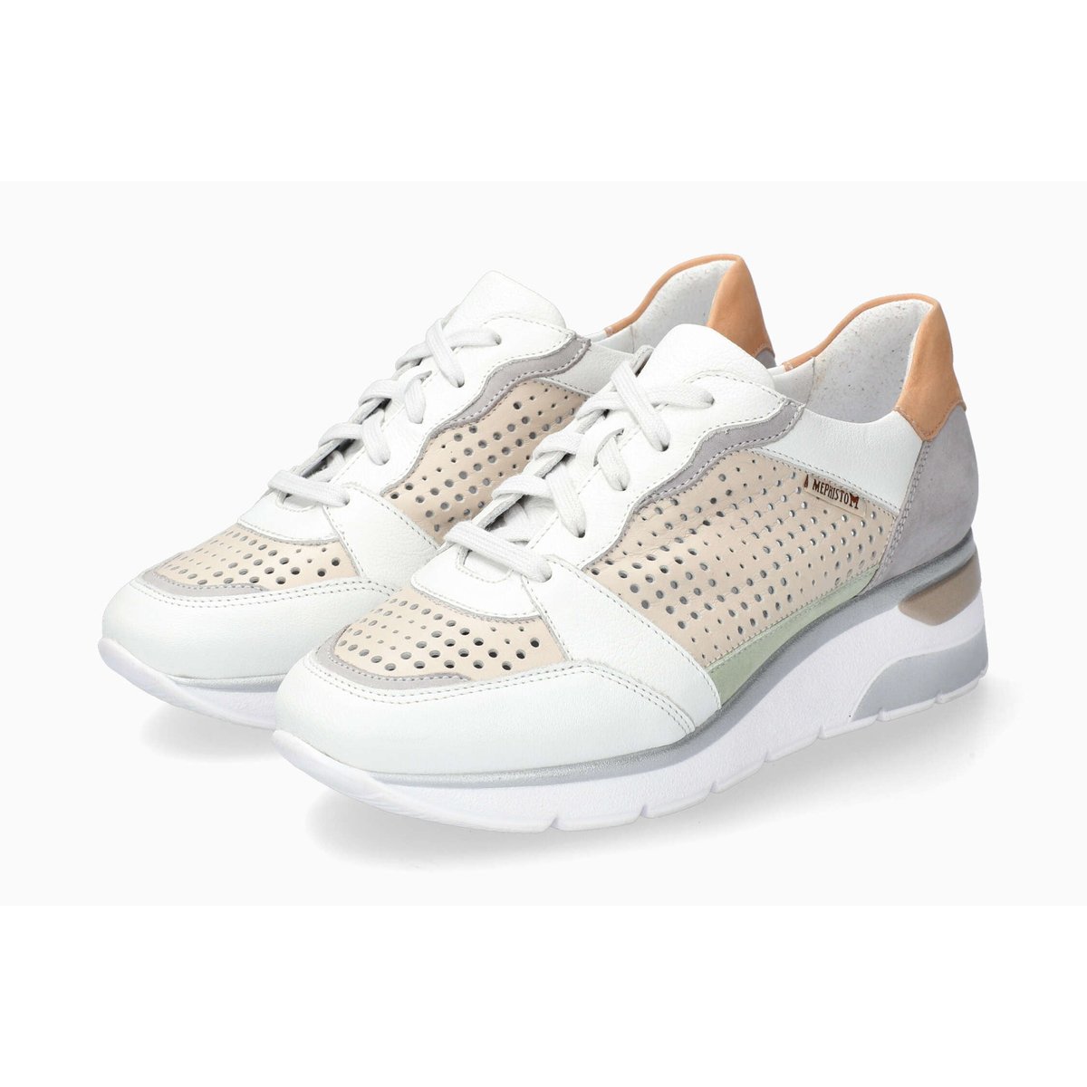 Baskets en cuir ELINE PERF blanc 5144, MEPHISTO