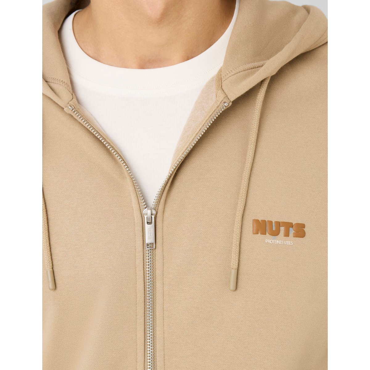 Sweat zippé à capuche marron, BZB