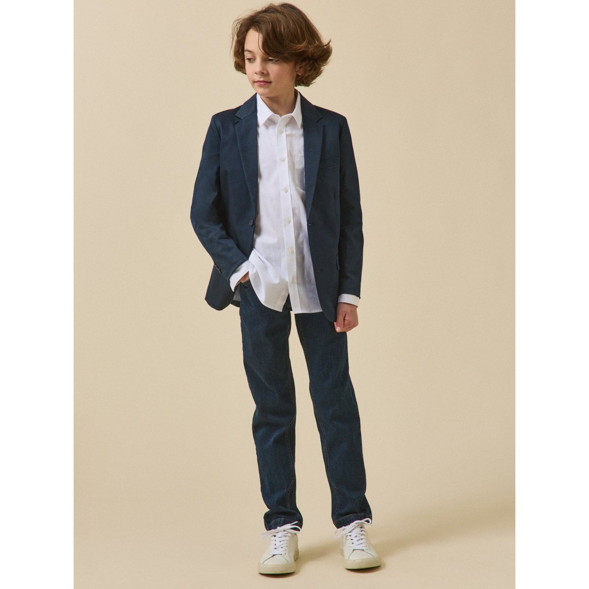 Veste de costume - Collection fêtes et mariages bleu fonce uni, CYRILLUS
