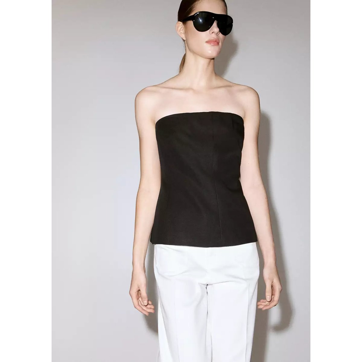 Jean large taille haute blanc, MANGO