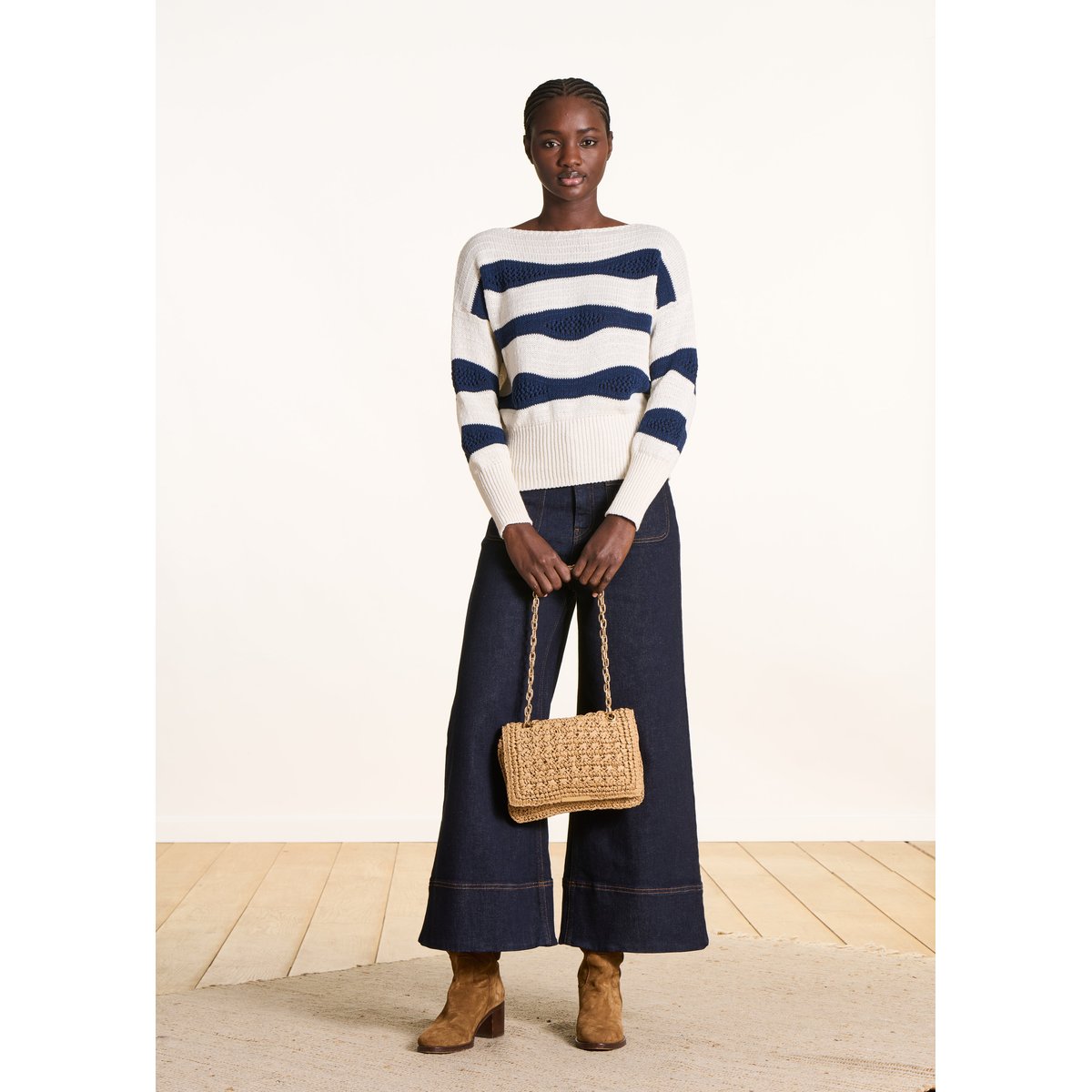 Sac besace en paille naturel, LA FEE MARABOUTEE