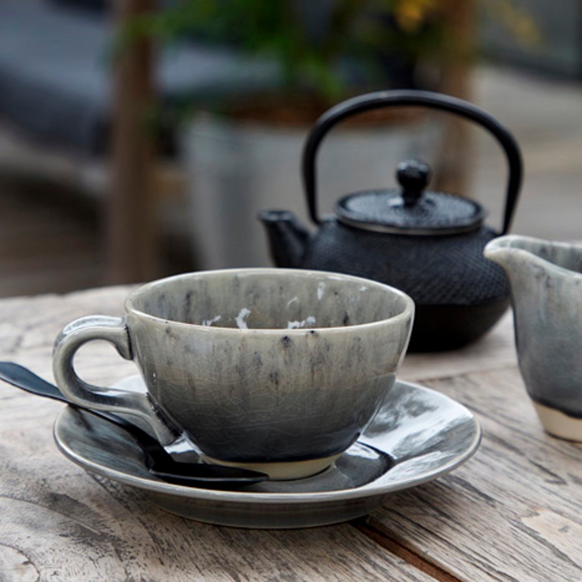 Tasse à thé et soucoupe 0.25 L MADEIRA gris, COSTA NOVA