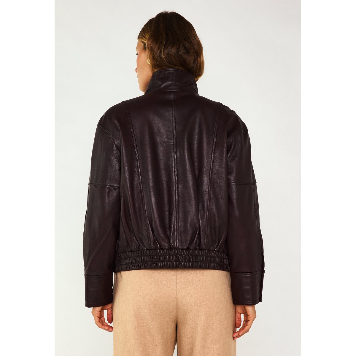 Blouson en cuir CHARLY bordeaux, Maison 123