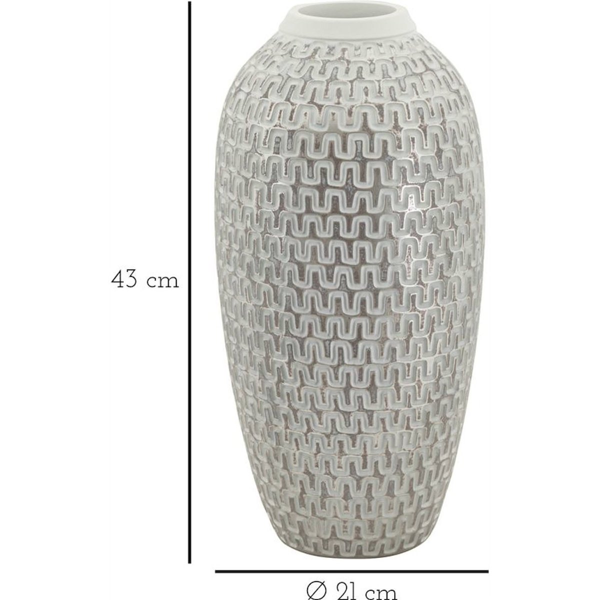 Vase à relief sculpté décoratif MODERN blanc et argent, RECOLLECTION