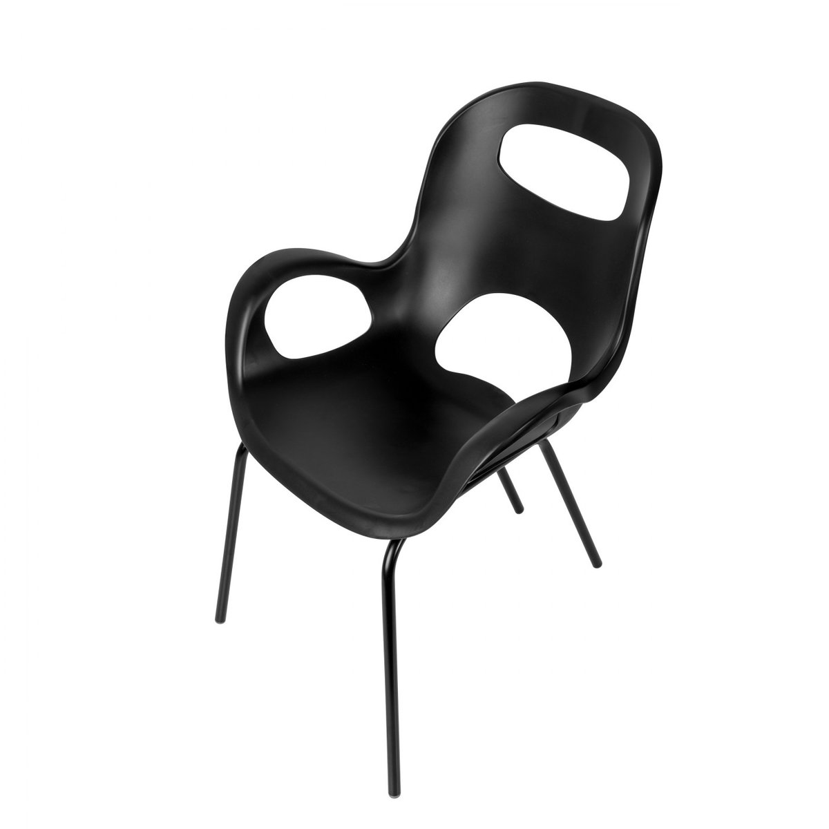 Chaise avec accoudoirs empilable Oh noir, UMBRA