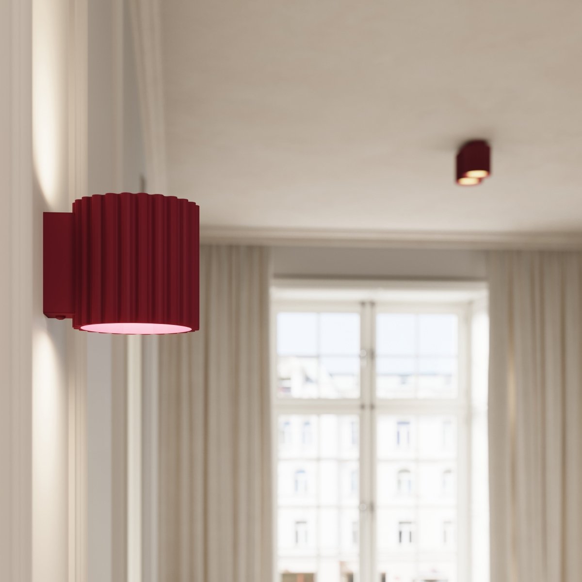 Plafonnier Aluminium Bourgogne GU10 2 Aura rouge, EDEN