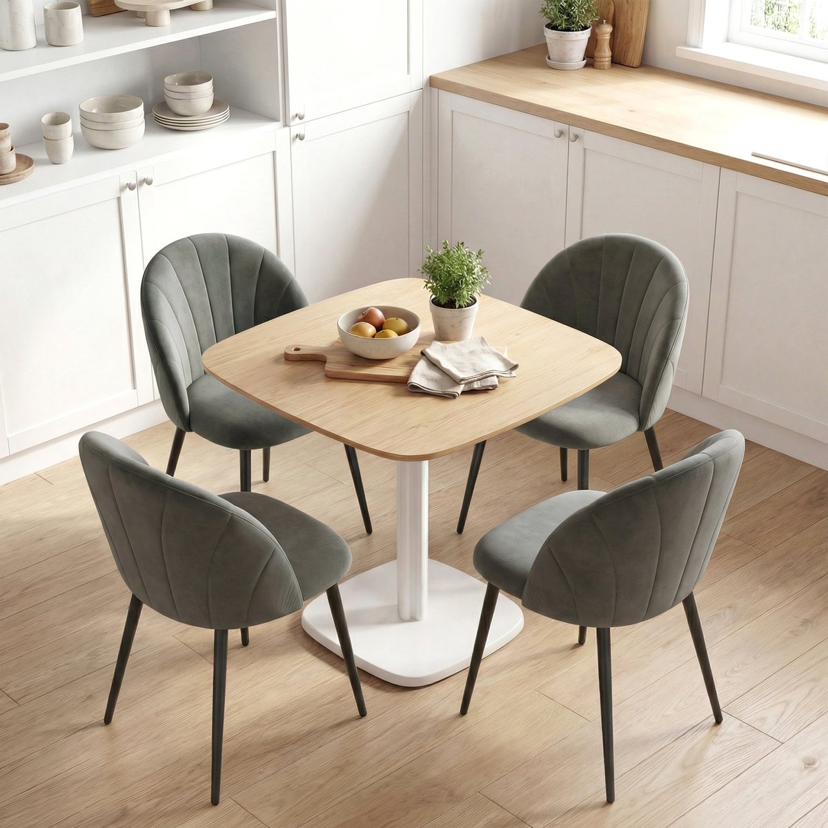 Chaise de salle à manger Velours (100 % gris et noir, HOMCOM