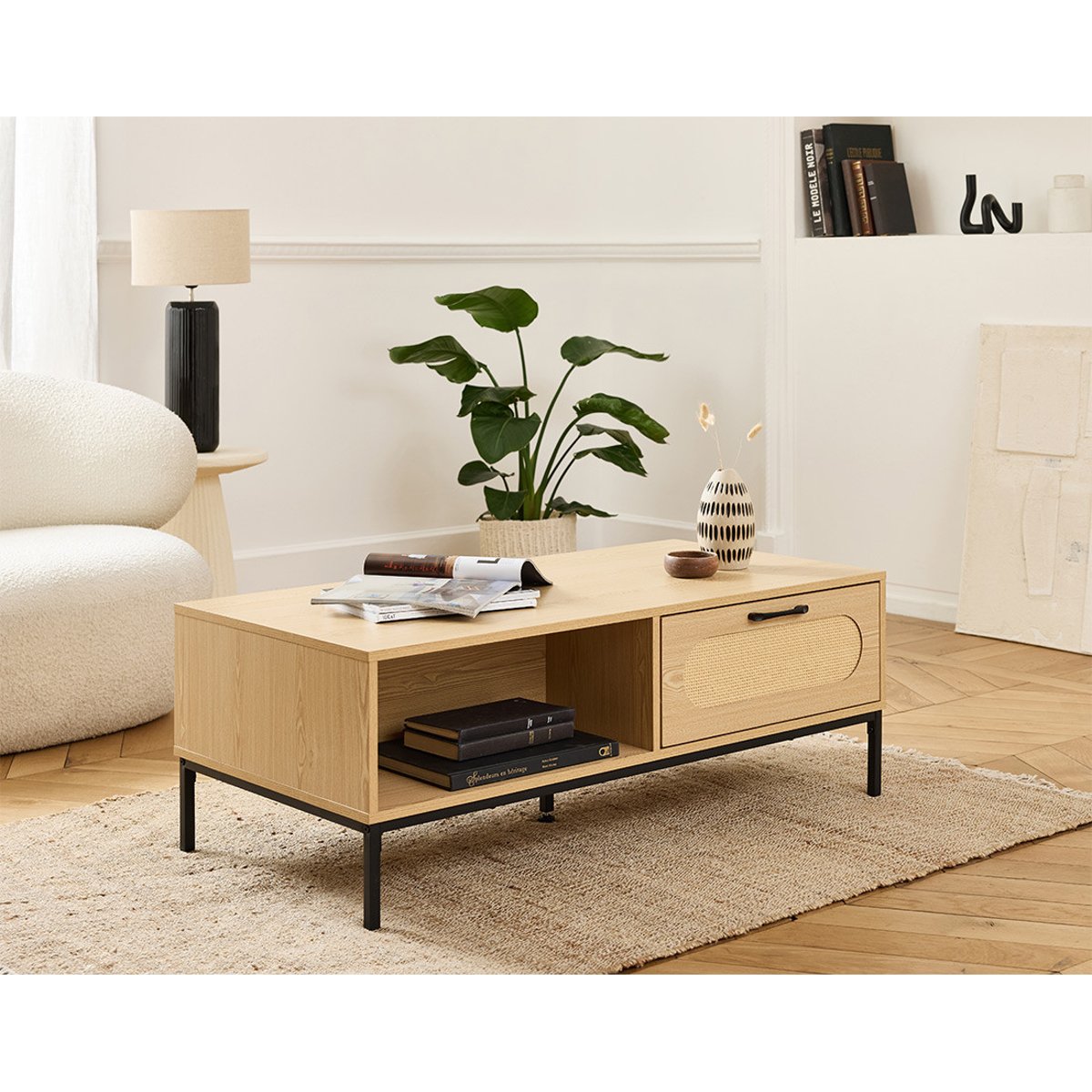 Table basse - NAGATO bois / noir, BEST MOBILIER