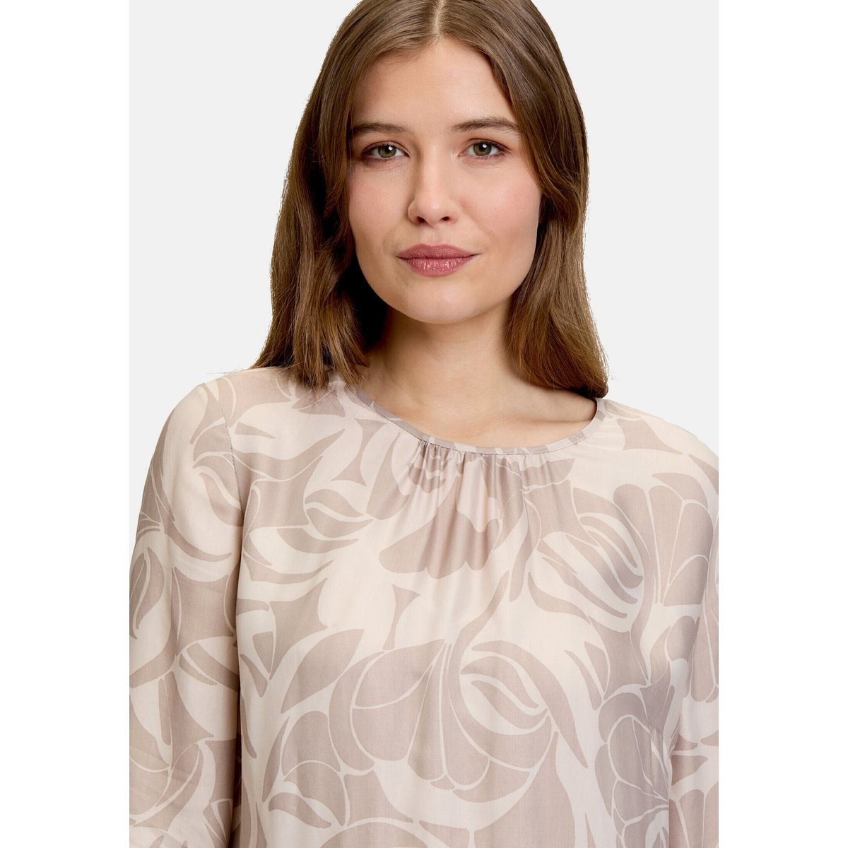 Robe d'été à encolure ronde taupe/rouge, BETTY BARCLAY