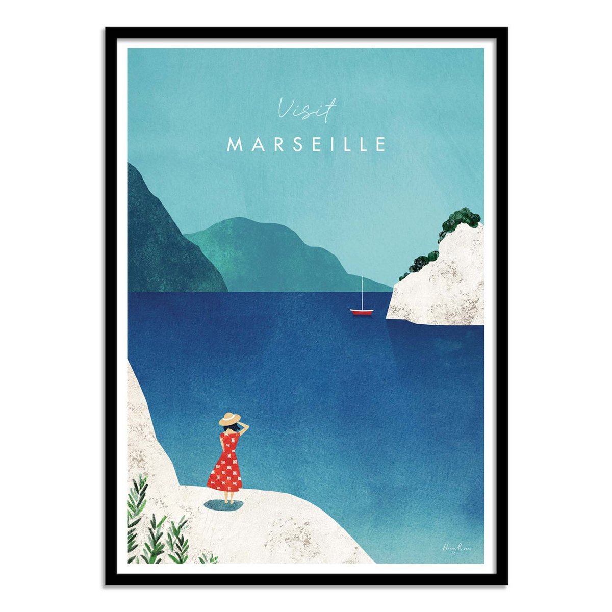 Affiche d'art - Visit Marseille - Henry Rivers turquoise, WALL EDITIONS