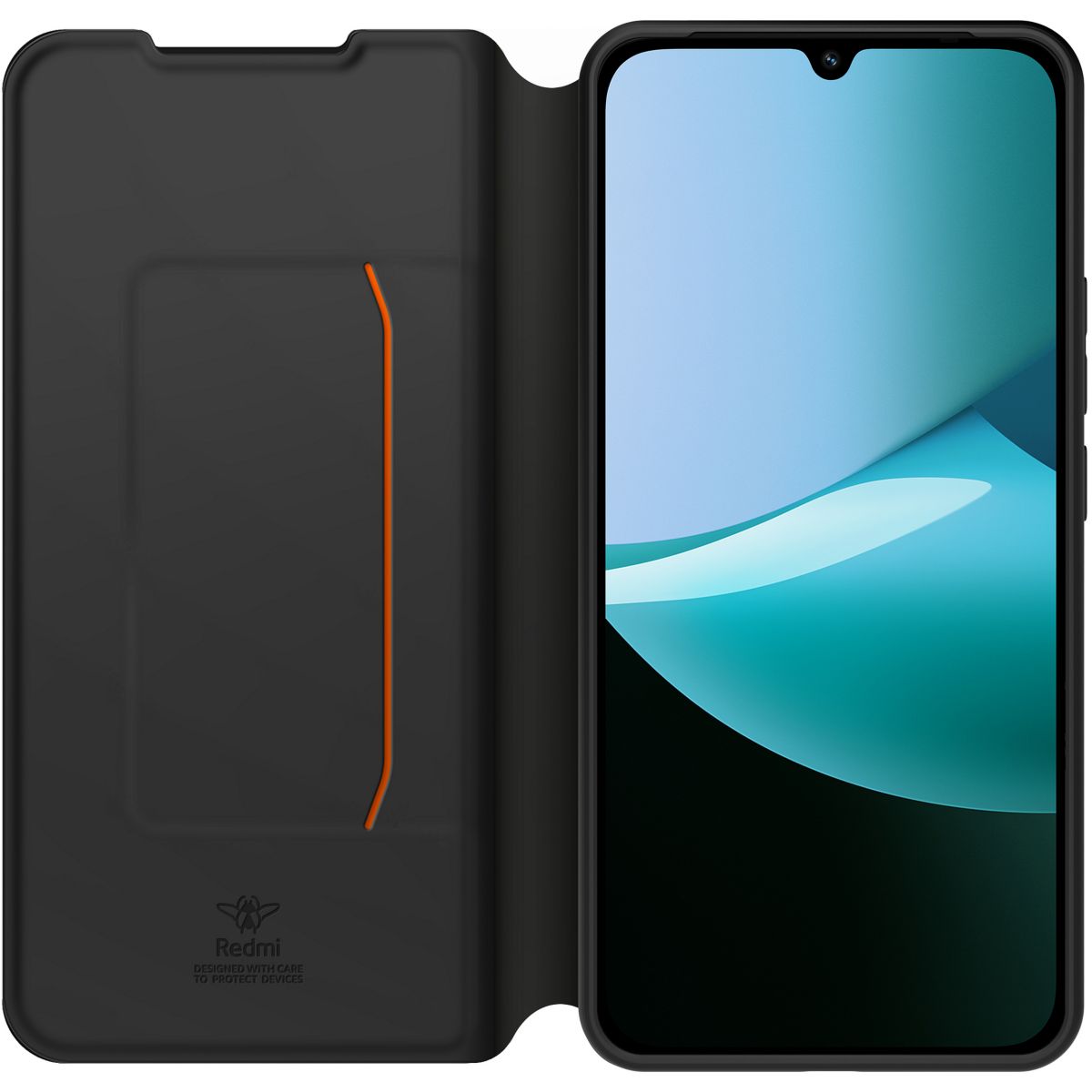 Etui avec cordon Redmi 15C 4G/5G Noir + dragonne couleur unique, MADE FOR XIAOMI