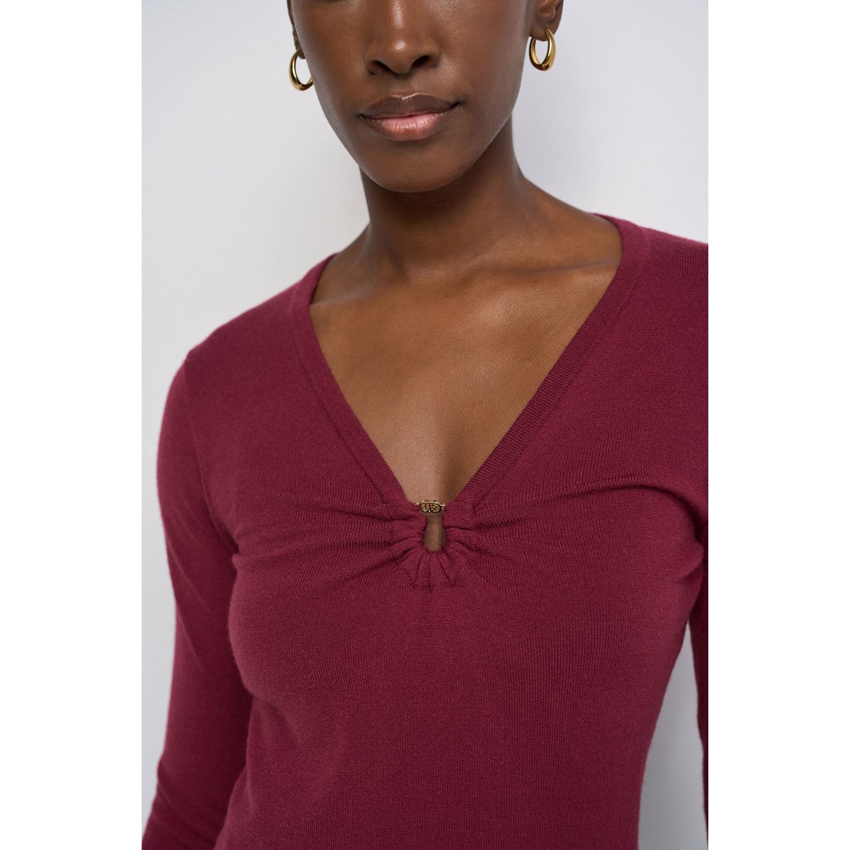 PULL FRONCÉ SUR LA POITRINE rouge, SALSA JEANS