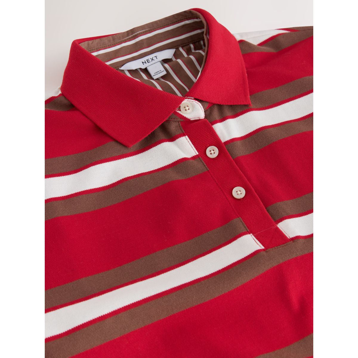 Polo effet superposé à rayures rouge/marron, NEXT