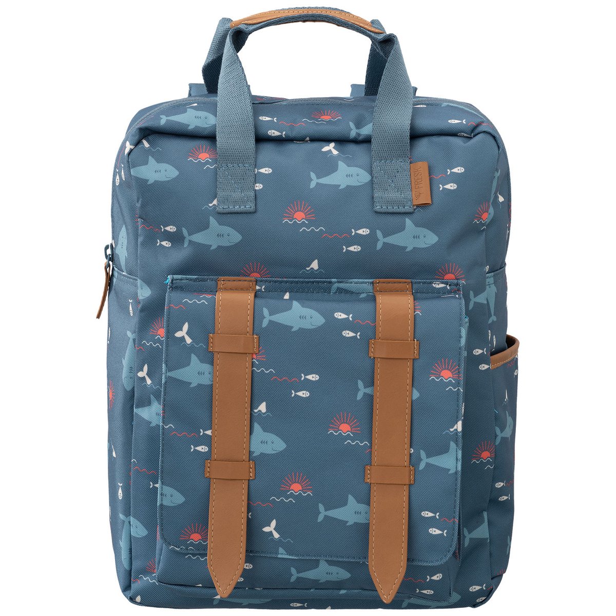 Sac à dos enfant bleu, orange, blanc, FRESK
